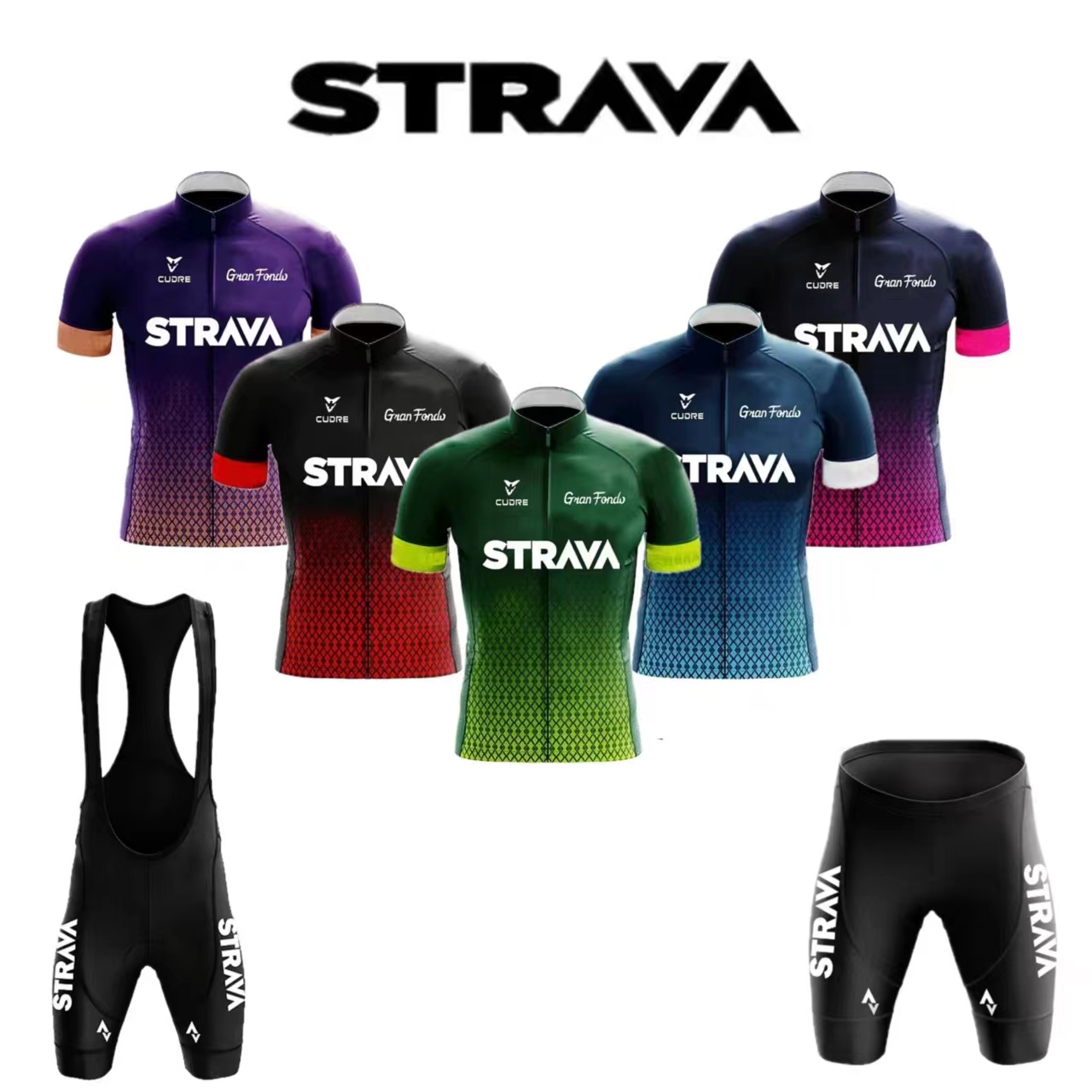 Mountain Biking Pants For Men - Strava Jersey Set Men's Bib Shorts