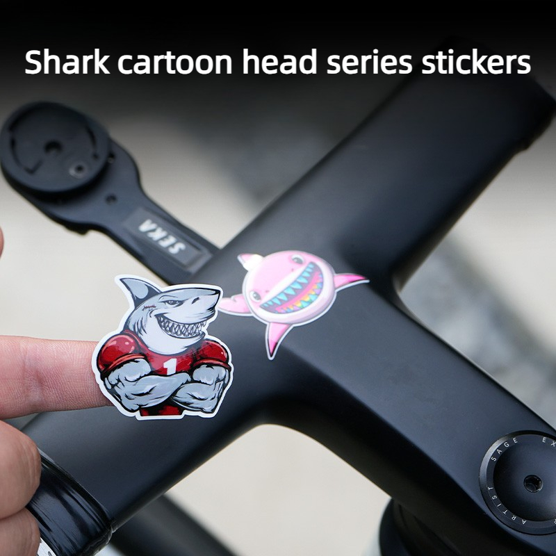 Cartoon Shark Bicycle Stickers - Mountain Biking Quotes ulasan dan harga