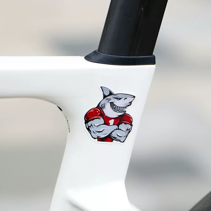 Cartoon Shark Bicycle Stickers - Mountain Biking Quotes ulasan dan harga
